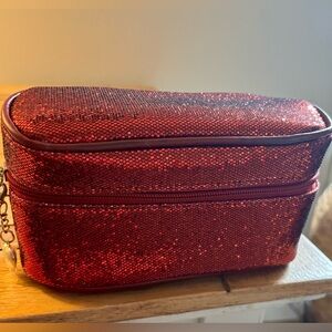 YBF - red glitter Cosmetic bag.  Brand new!